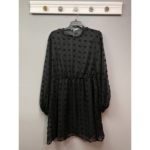 SHEIN Dresses & Skirts - SHEIN Black Swiss Dot Long Sleeve Midi Dress